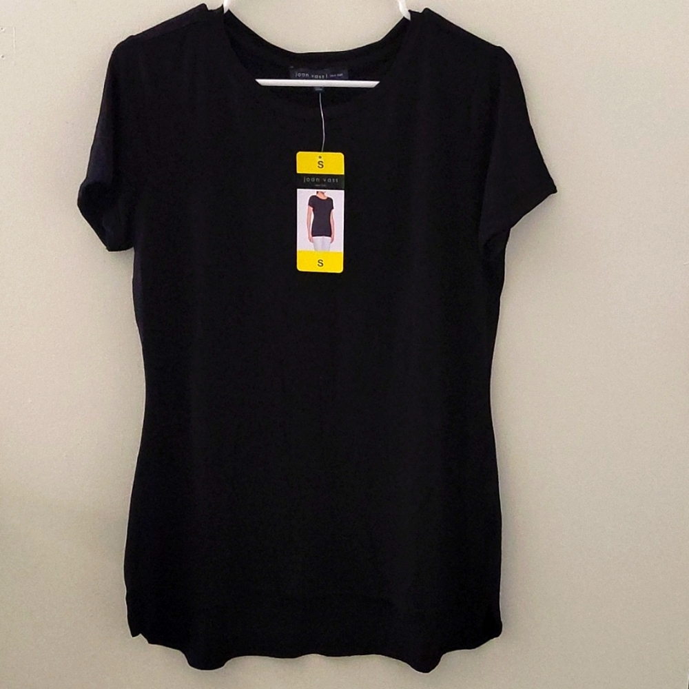 Joan Vass NY Women Tunic Blouse Shirt Short Sleeve